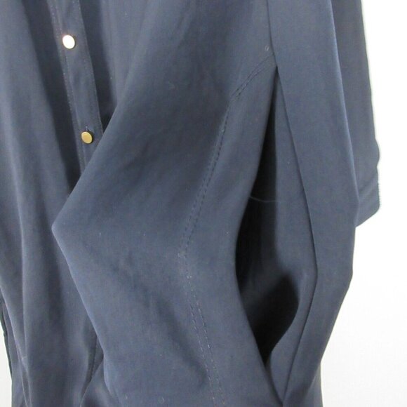 Club Monaco Womens Navy Blue Midi Dress Long Sleeve Button Front 4 Silk 328 - Picture 8 of 11